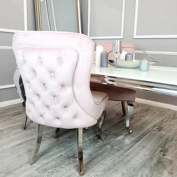 Sandhurst Dining Chair Straight Leg in Pink Velvet
